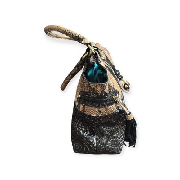 Sharif High Noon Genuine Snakeskin Leather Tote. - Picture 6 of 14